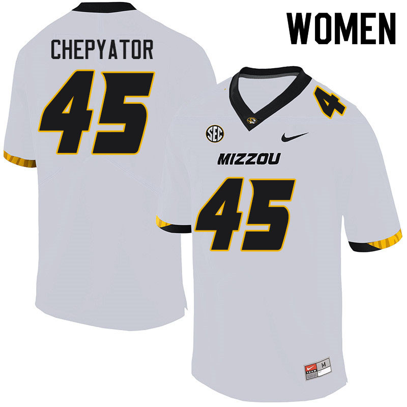 Women #45 Kibet Chepyator Missouri Tigers College Football Jerseys Sale-White - Click Image to Close